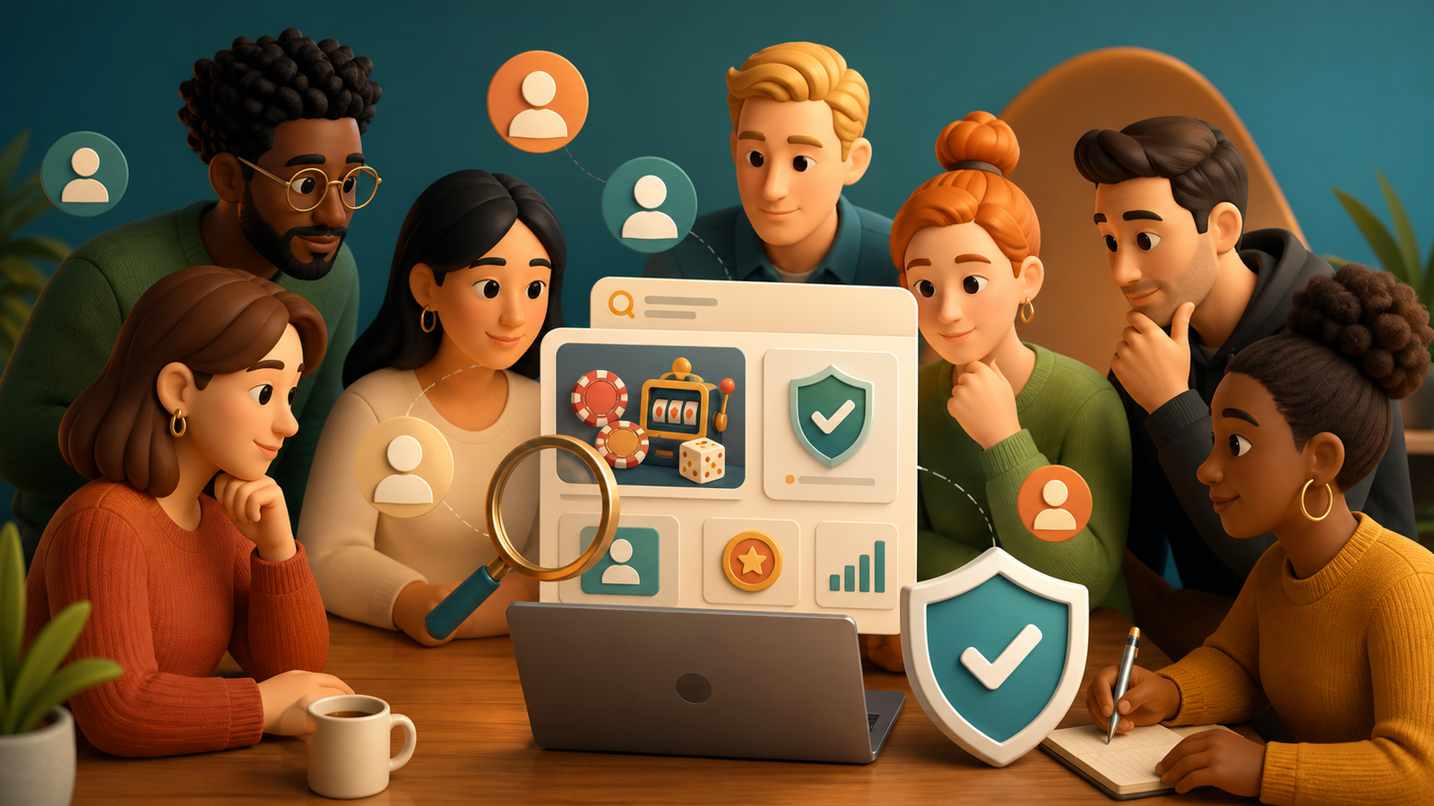 Gaming community researching online casino options with verification shields