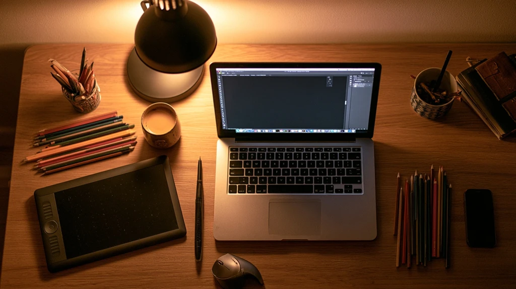 Laptop, tablet aur phone ke saath design setup